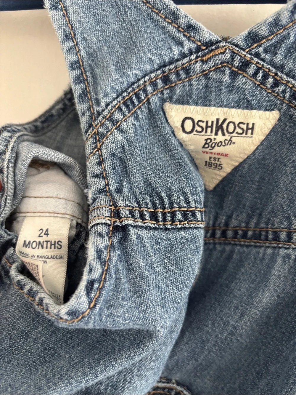Oshkosh B’Gosh Denim Heart Embroidered Baby Overalls